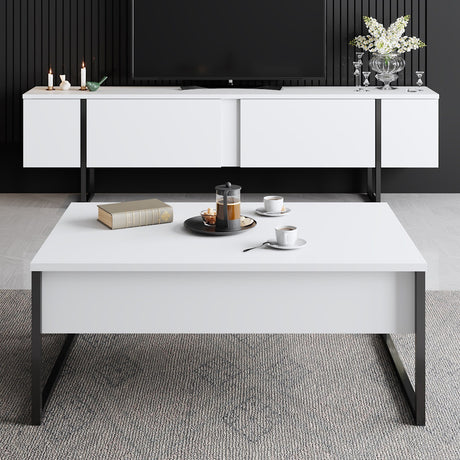 Meubelsets - Meubelset Wit Luxe - Salontafel + TV Meubel - Zwart Frame - Dimehouse