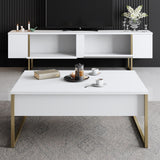 Meubelsets - Meubelset Wit Luxe - Salontafel + TV Meubel - Gouden Frame - Dimehouse