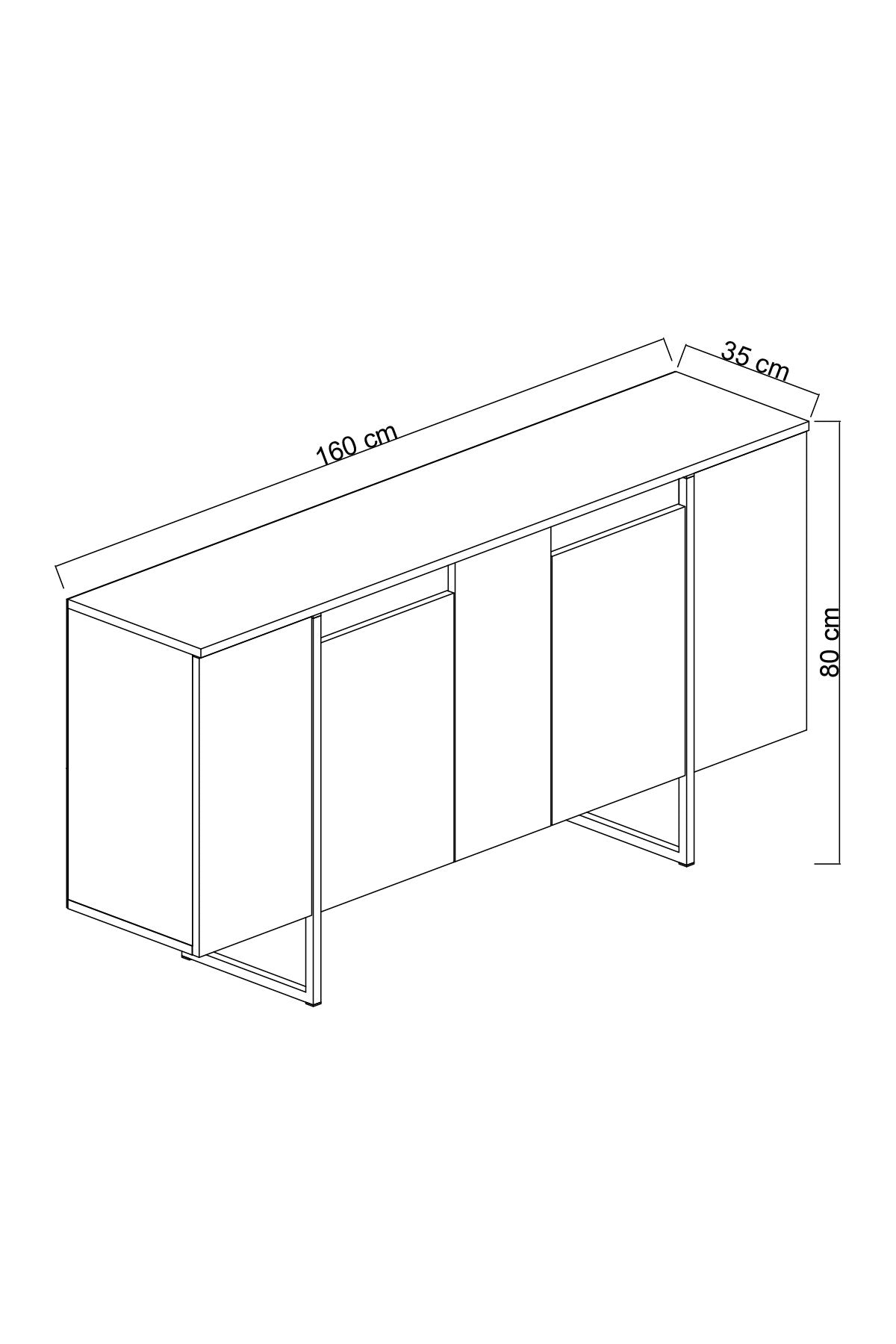 Dressoirs - Modern Dressoir Wit Luxe 160x80x35 - Zwart Frame - Dimehouse