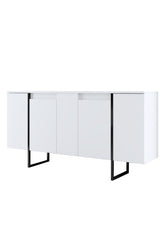 Dressoirs - Modern Dressoir Wit Luxe 160x80x35 - Zwart Frame - Dimehouse