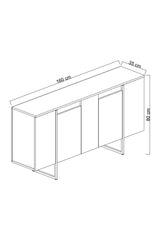 Dressoirs - Modern Dressoir Walnoot Luxe 160x80x35 - Gouden Frame - Dimehouse