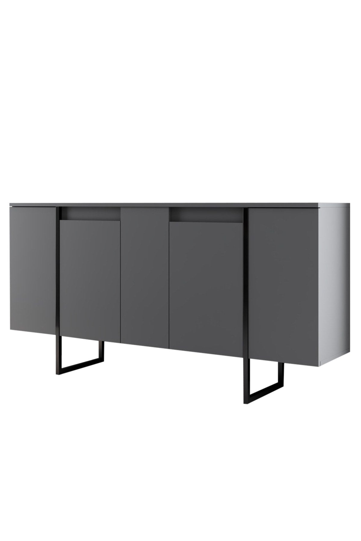 Set di mobili Antracite Luxury - Tavolino + Mobile TV + Credenza - Struttura nera