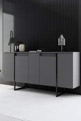 Set di mobili Antracite Luxury - Tavolino + Mobile TV + Credenza - Struttura nera