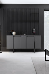 Set di mobili Antracite Luxury - Tavolino + Mobile TV + Credenza - Struttura nera