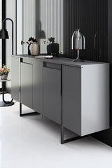Set di mobili Antracite Luxury - Tavolino + Mobile TV + Credenza - Struttura nera
