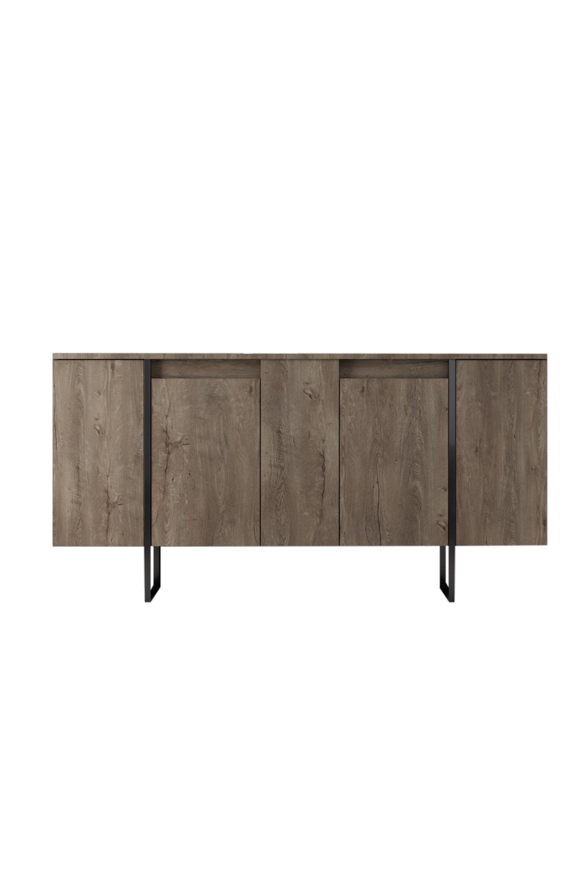 Meubelsets - Meubelset Walnoot Luxe - Salontafel + TV Meubel + Dressoir - Zwart Frame - Dimehouse
