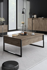 Meubelsets - Meubelset Walnoot Luxe - Salontafel + TV Meubel + Dressoir - Zwart Frame - Dimehouse