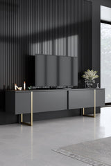 Meubelsets - Meubelset Antraciet Luxe - Salontafel + TV Meubel + Dressoir - Gouden Frame - Dimehouse