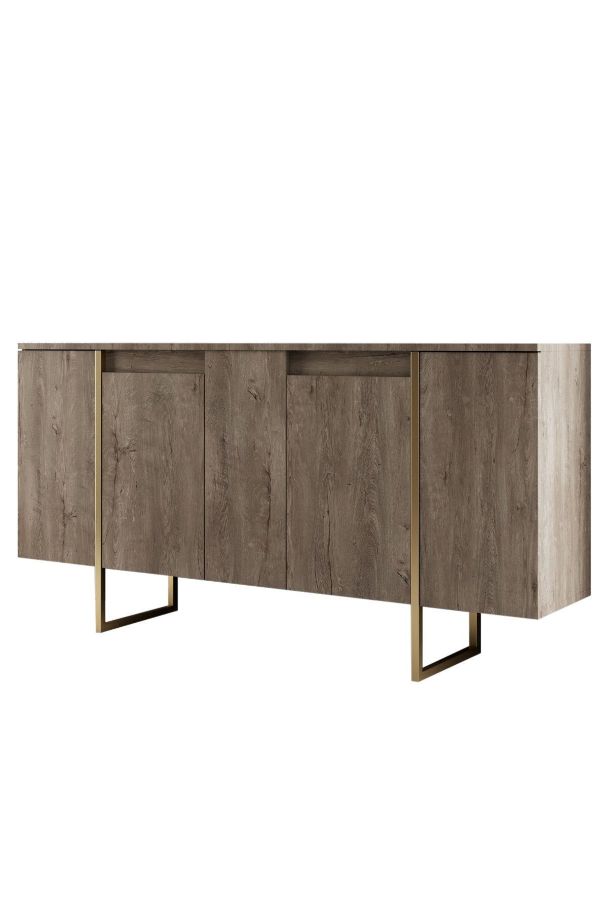 Set di mobili di lusso in noce - Tavolino + Mobile TV + Credenza - Cornice dorata