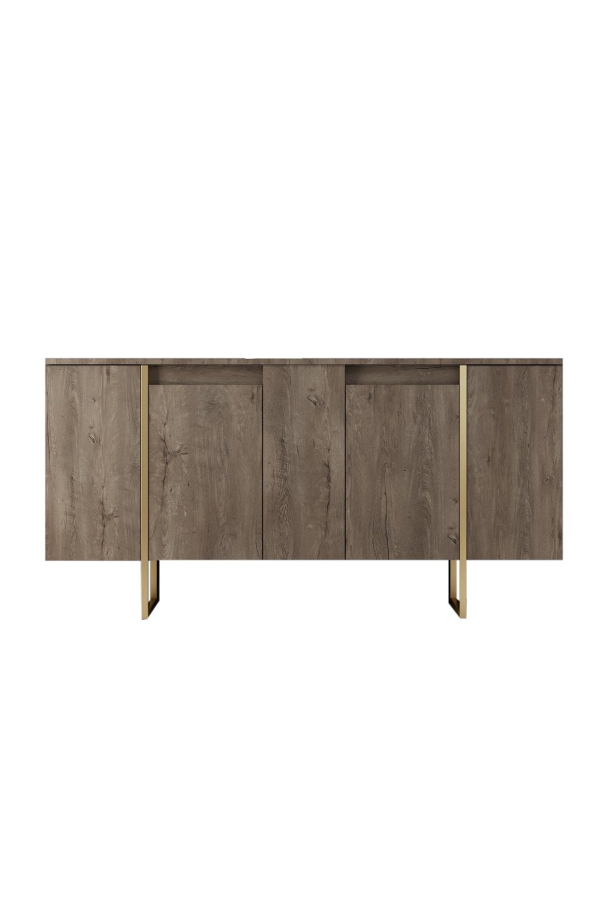 Set di mobili di lusso in noce - Tavolino + Mobile TV + Credenza - Cornice dorata