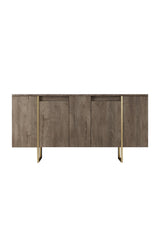 Set di mobili di lusso in noce - Tavolino + Mobile TV + Credenza - Cornice dorata
