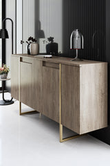 Set di mobili di lusso in noce - Tavolino + Mobile TV + Credenza - Cornice dorata