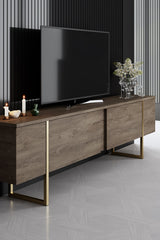 Set di mobili di lusso in noce - Tavolino + Mobile TV + Credenza - Cornice dorata