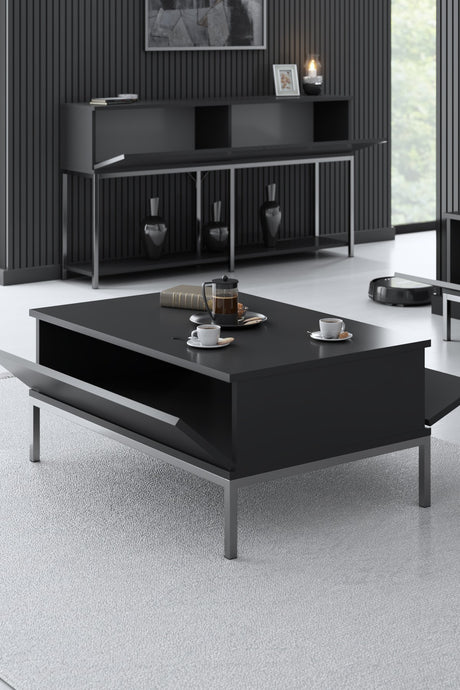 Salontafels - Rechthoekige Salontafel Antraciet Lord 90x60 - Zilver Frame - Dimehouse