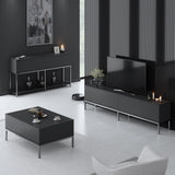 Set di mobili Lord Antracite - Tavolino + Mobile TV + Credenza - Struttura argento