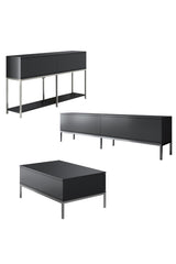 Set di mobili Lord Antracite - Tavolino + Mobile TV + Credenza - Struttura argento