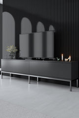 Set di mobili Lord Antracite - Tavolino + Mobile TV + Credenza - Struttura argento