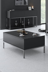 Set di mobili Lord Antracite - Tavolino + Mobile TV + Credenza - Struttura argento