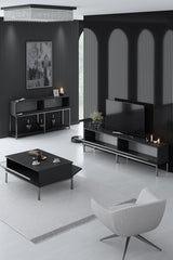 Set di mobili Lord Antracite - Tavolino + Mobile TV + Credenza - Struttura argento