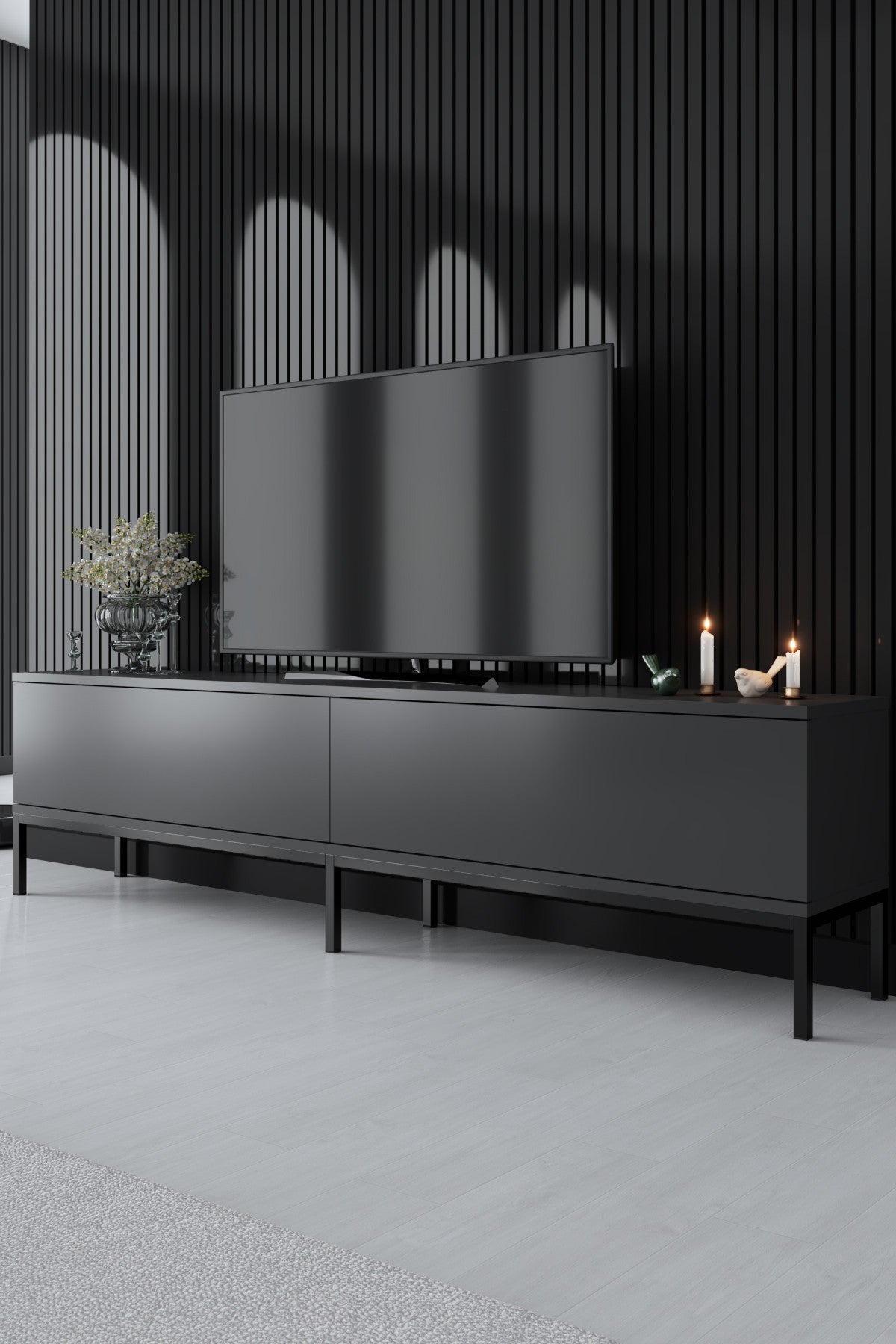 Meubelsets - Meubelset Antraciet Lord - Salontafel + TV Meubel + Dressoir - Zwart Frame - Dimehouse