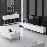Set di mobili White Lord - Tavolino + Mobile TV + Credenza - Cornice dorata