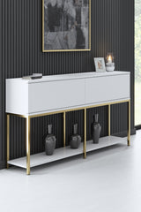 Set di mobili White Lord - Tavolino + Mobile TV + Credenza - Cornice dorata
