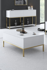 Set di mobili White Lord - Tavolino + Mobile TV + Credenza - Cornice dorata