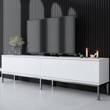 TV Meubels - TV Meubel Lord Wit Zilver Melamine 180x47x30 cm - Dimehouse