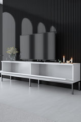TV Meubels - TV Meubel Lord Wit Zilver Melamine 180x47x30 cm - Dimehouse