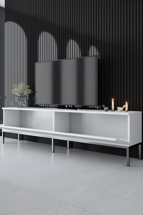 Mobile TV Lord Bianco Argento Melaminico 180x47x30 cm