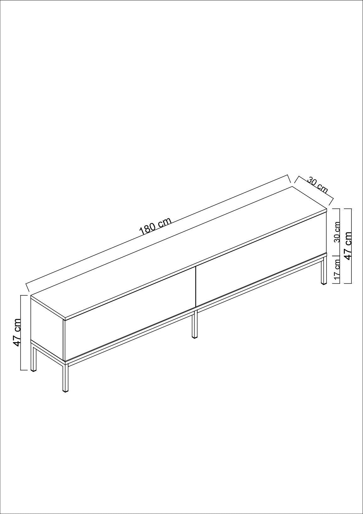 TV Meubels - TV Meubel Lord Wit Zilver Melamine 180x47x30 cm - Dimehouse