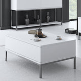 Salontafels - Rechthoekige Salontafel Wit Lord 90x60 - Zilver Frame - Dimehouse