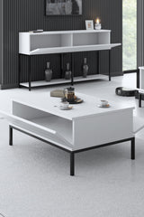Salontafels - Rechthoekige Salontafel Wit Lord 90x60 - Zwart Frame - Dimehouse
