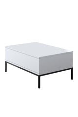 Salontafels - Rechthoekige Salontafel Wit Lord 90x60 - Zwart Frame - Dimehouse