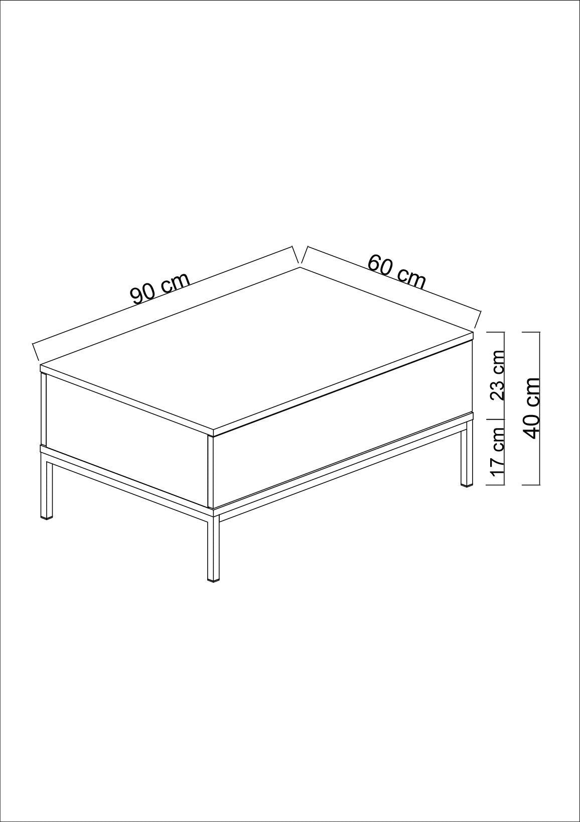 Salontafels - Rechthoekige Salontafel Wit Lord 90x60 - Zwart Frame - Dimehouse