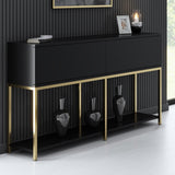 Dressoirs - Modern Dressoir Zwart Lord 150x30x80 - Gouden Frame - Twee Vakken - Dimehouse