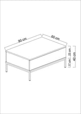 Salontafels - Rechthoekige Salontafel Zwart Lord 90x60 - Gouden Frame - Dimehouse