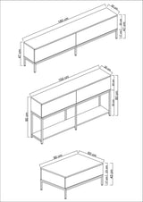 Set di mobili Black Lord - Tavolino + Mobile TV + Credenza - Cornice dorata