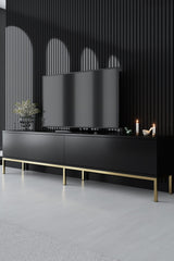 Set di mobili Black Lord - Tavolino + Mobile TV + Credenza - Cornice dorata