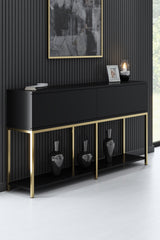 Set di mobili Black Lord - Tavolino + Mobile TV + Credenza - Cornice dorata