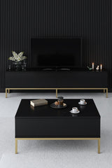 Set di mobili Black Lord - Tavolino + Mobile TV + Credenza - Cornice dorata