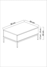 Salontafels - Rechthoekige Salontafel Zwart Lord 90x60 - Zilver Frame - Dimehouse