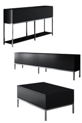 Set di mobili Black Lord - Tavolino + Mobile TV + Credenza - Struttura argento