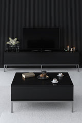 Set di mobili Black Lord - Tavolino + Mobile TV + Credenza - Struttura argento