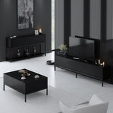 Meubelsets - Meubelset Zwart Lord - Salontafel + TV Meubel + Dressoir - Zwart Frame - Dimehouse