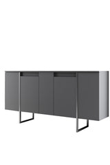 Meubelsets - Meubelset Antraciet Luxe - Salontafel + TV Meubel + Dressoir - Zilver Frame - Dimehouse