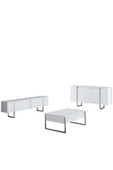 Set di mobili White Luxury - Tavolino + Mobile TV + Cassettiera Luxury - Cornice Argento