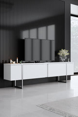 Set di mobili White Luxury - Tavolino + Mobile TV + Cassettiera Luxury - Cornice Argento