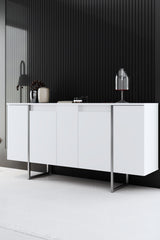 Set di mobili White Luxury - Tavolino + Mobile TV + Cassettiera Luxury - Cornice Argento