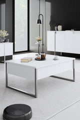 Set di mobili White Luxury - Tavolino + Mobile TV + Cassettiera Luxury - Cornice Argento